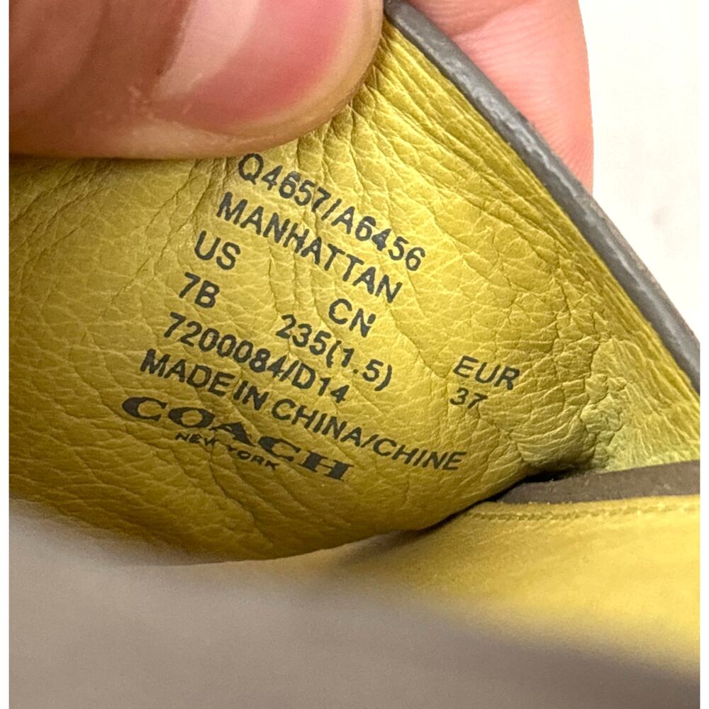 Coach Womens 7 Gray Slate Manhattan Soft Leather Open Toe Pump Heels Designer - Picture 7 of 9